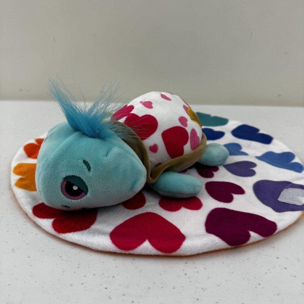 Cutetitos Pizzaitos Turquoise Turtle Beanie 7" Plush Pink Red Hearts With Wrap